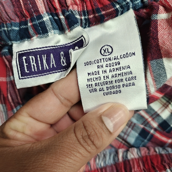 Cozy Plaid Kids Pajama Bottoms - Red and Blue - Picture 4 of 4